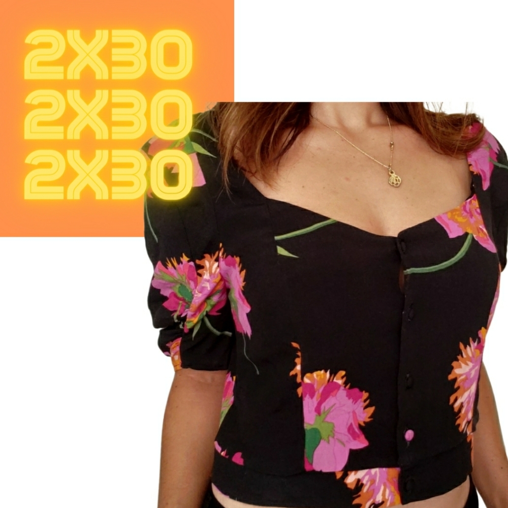 ZARA Floral Crop Top Medium